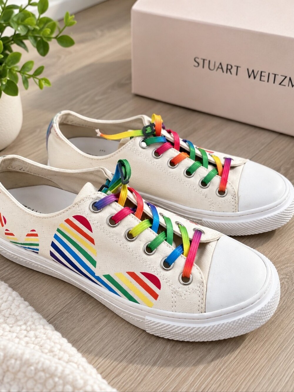 Stuart Weitzman Ollie Heart Pride Rainbow Sneakers EU 36.5